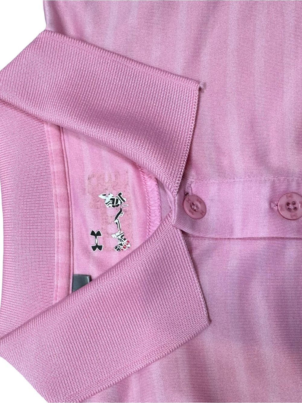 Under Armour Men's Golf Polo Pink Striped Performance SZ L - Picture 4 of 12